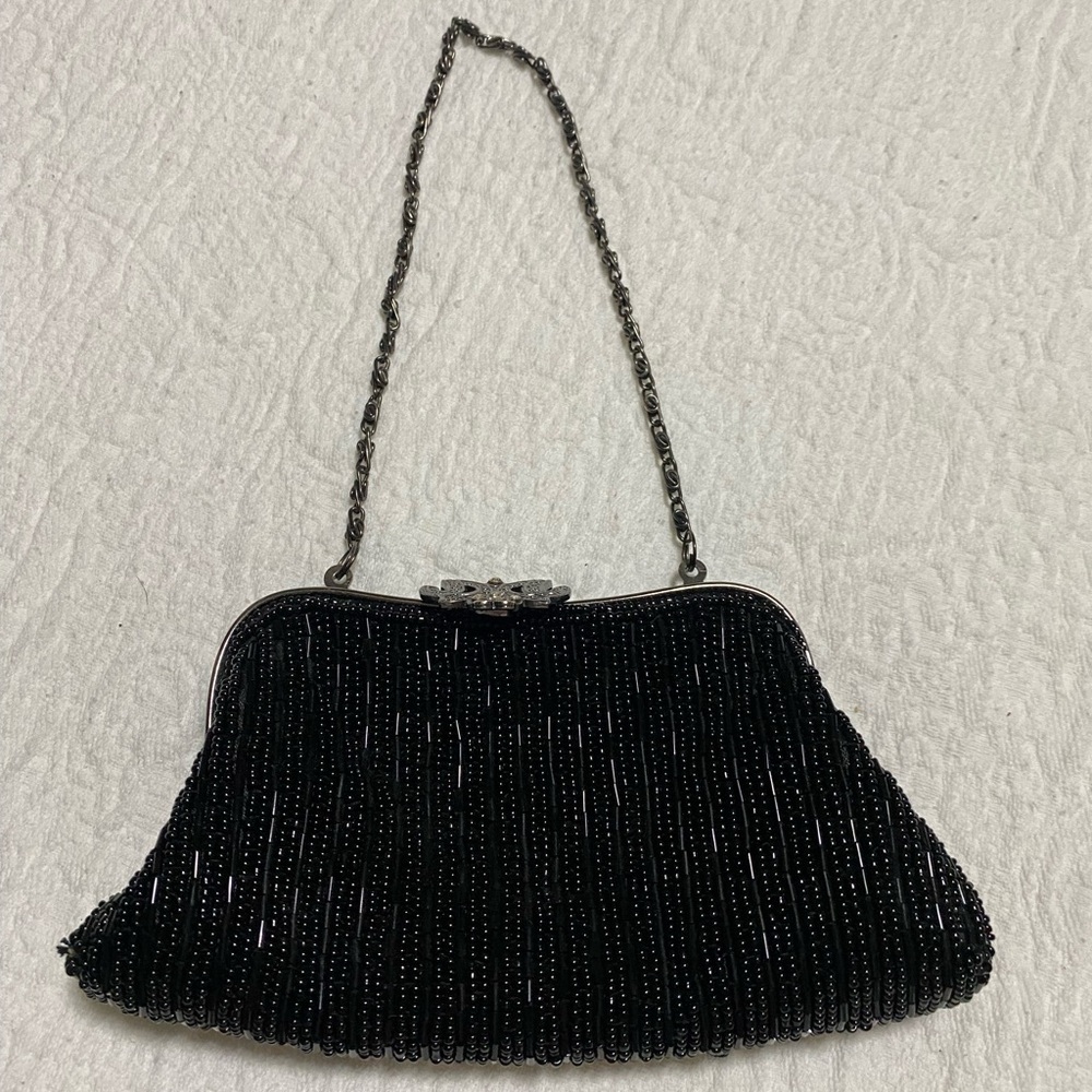 Elegant Black Beaded  moni Couture Evening Bag
